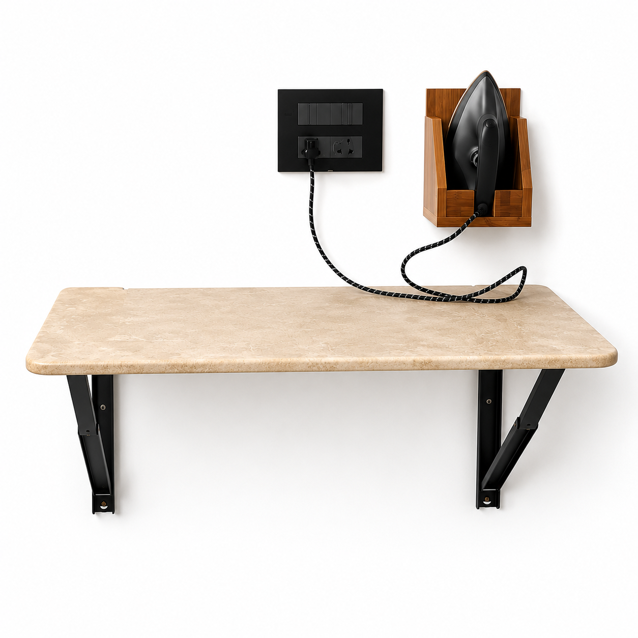 Standard Size Foldable Ironing Table with Iron Box Holder (COMPO)